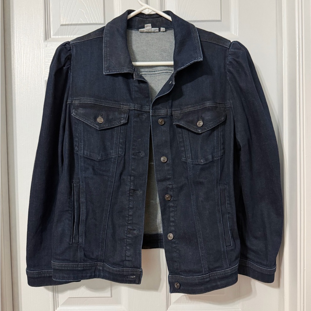 Chicos Jean Jacket with puff sleeves Sz L